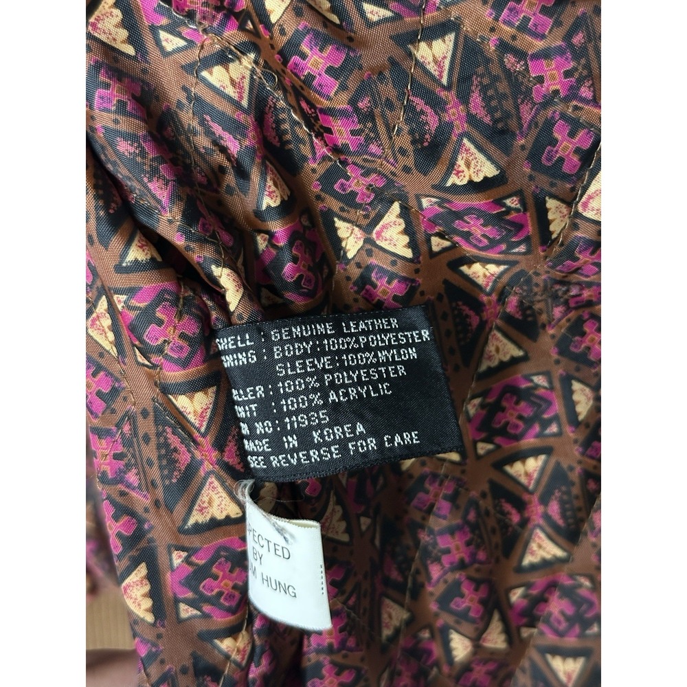 Mixed Blues Vintage Leather Bomber Jacket Men's L Brown Suede Aztec 80s 90s - Picture 6 of 10
